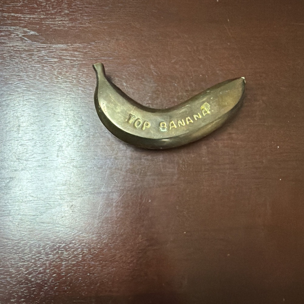 Top Banana Vintage Solid Brass Paperweight 5" Long Mid Century 50s Retro Decor